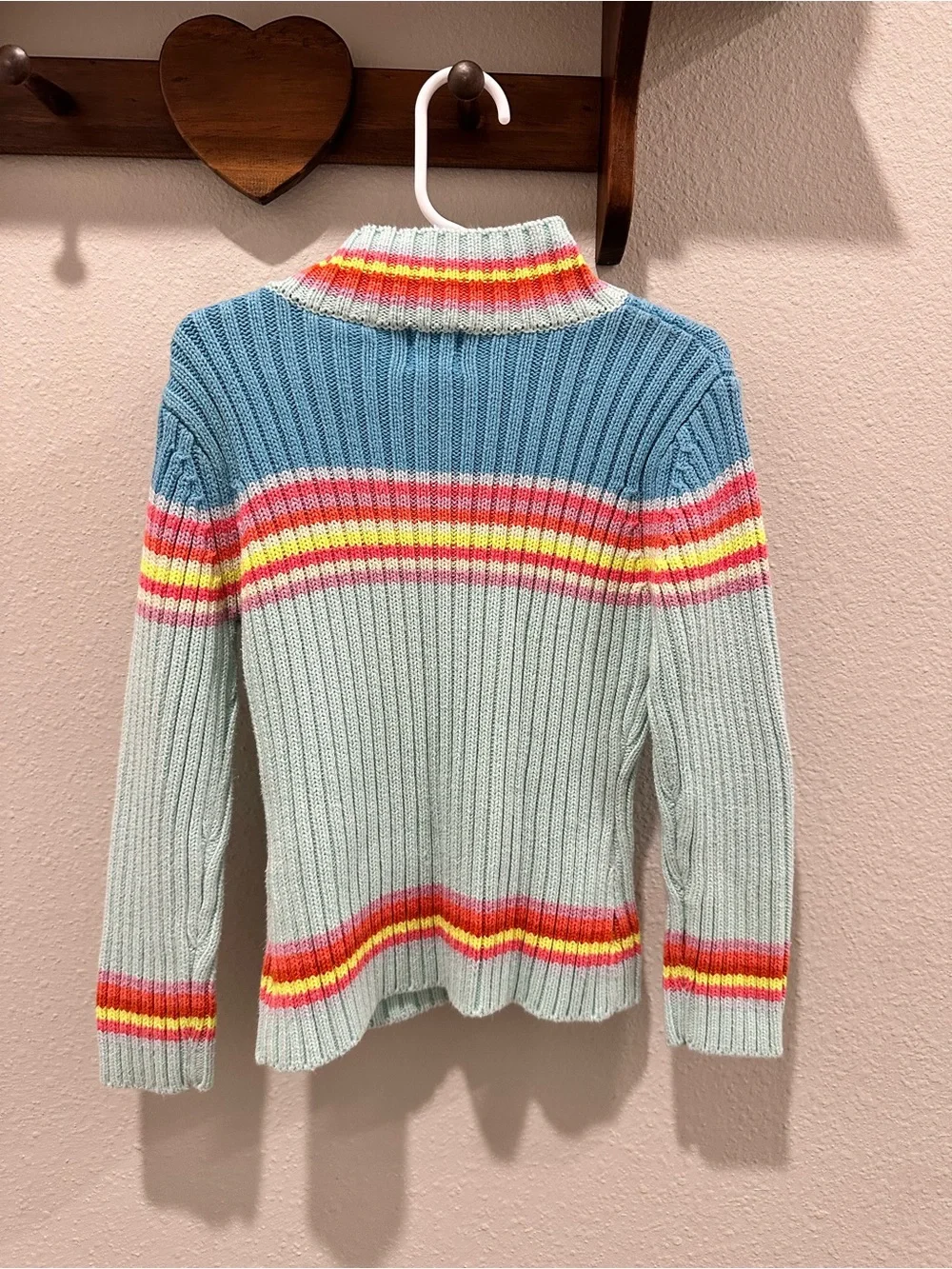 GAP Girls XS Rainbow Stripe Knit Sweater Pastel Blue Retro